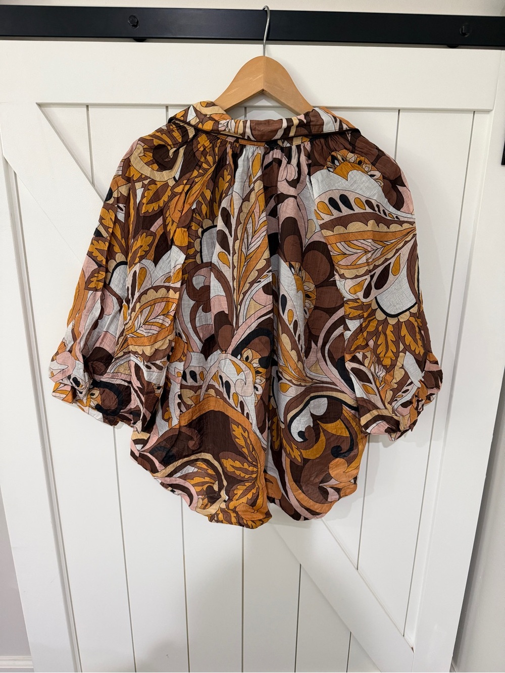 G&G Brown Retro Print Button-Front Women's Shirt - Picture 3 of 3